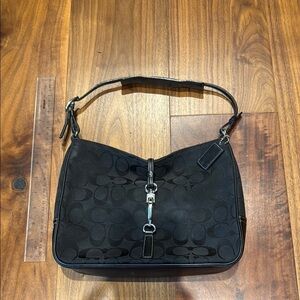 Coach Signature Shoulder Bag with Crescent Shape and Leather Strap Y2K